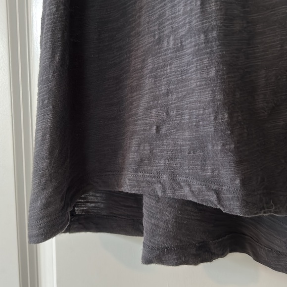 Anthro Vanessa Virginia Grey Textured Cotton Top w Deep, Embellished Neckline - Picture 4 of 11